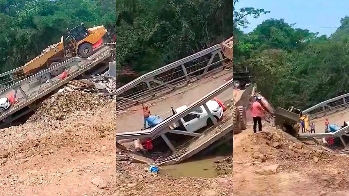 Cayó un puente vehicular en Tamazunchale